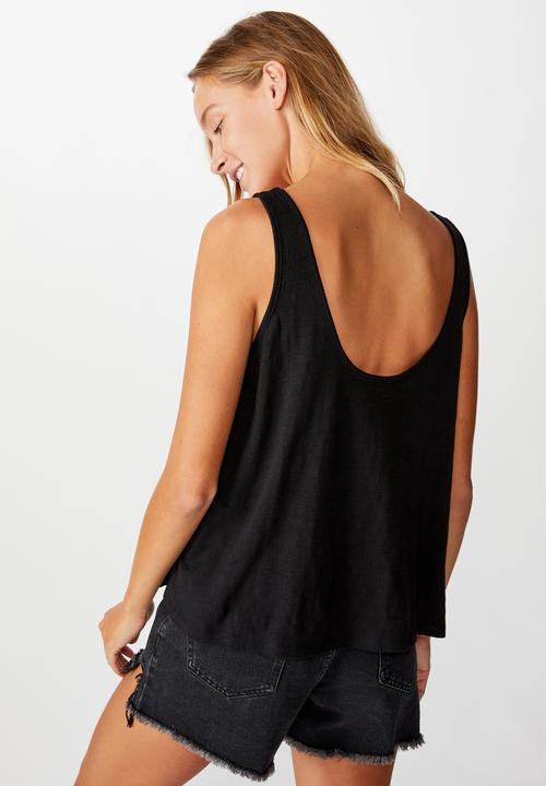 Cotton On - The relaxed scoop tank - black
