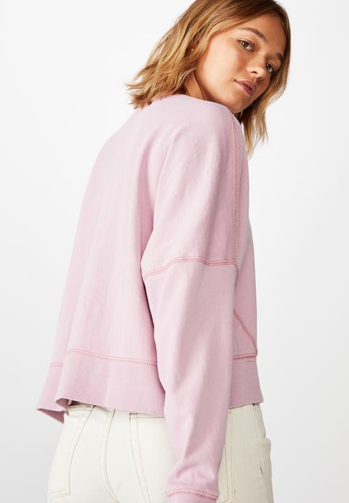 Cotton On - Hayley seam detail boxy crew pigment garment dye - lilac 