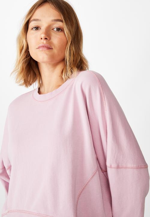 Cotton On - Hayley seam detail boxy crew pigment garment dye - lilac 