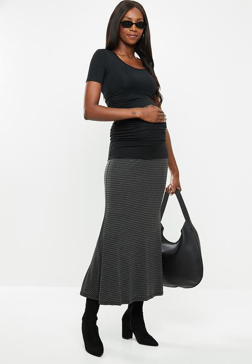 Superbalist - Maternity knit midi skirt - grey & black 