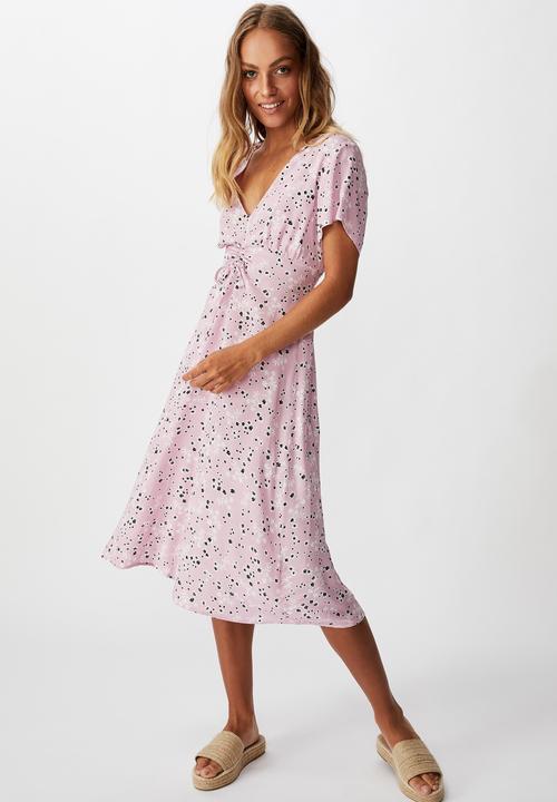 Cotton On - Woven issa gathered front midi dress millie floral - keepsake lilac