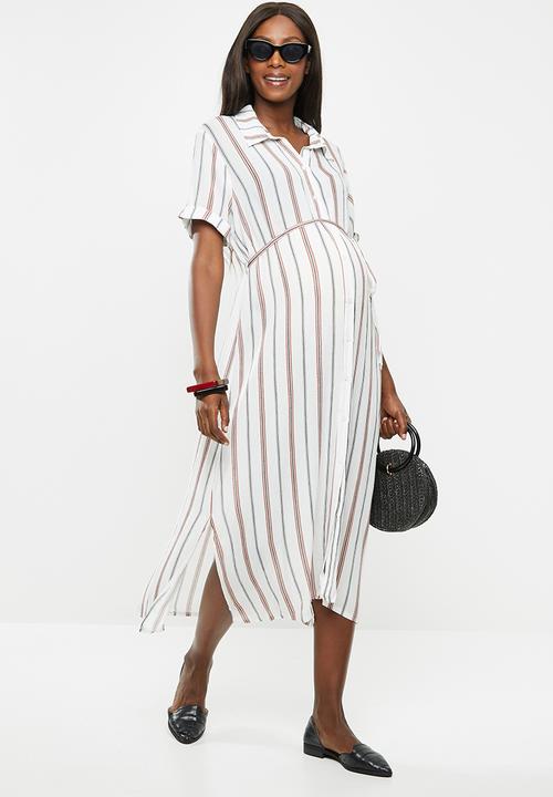 Glamorous - Maternity side split shirt dress - white