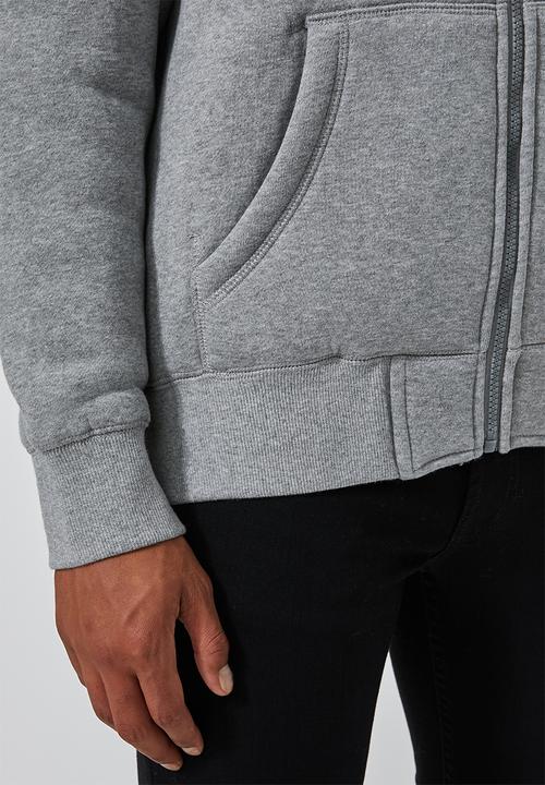 Superbalist - Sherpa lined zip through hoodie - grey