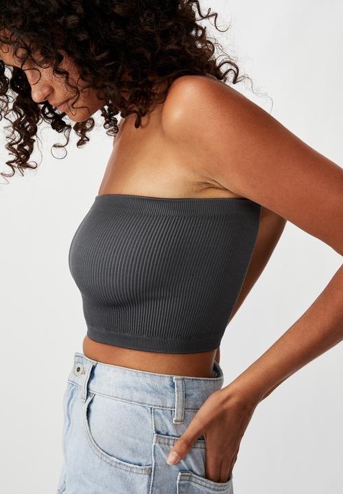 Cotton On - Samantha seam free rib tube - charcoal