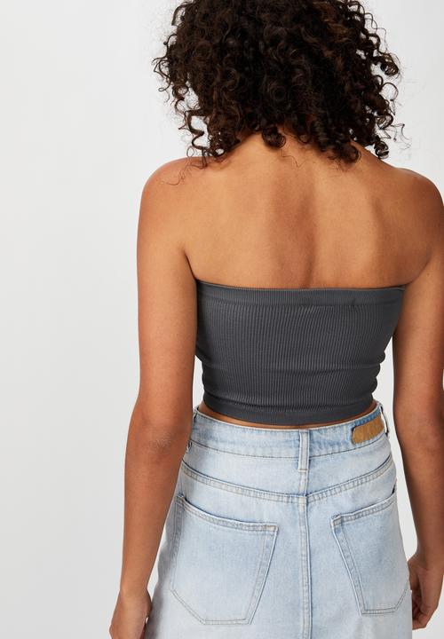 Cotton On - Samantha seam free rib tube - charcoal