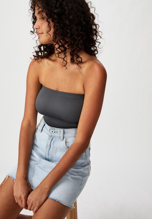 Cotton On - Samantha seam free rib tube - charcoal
