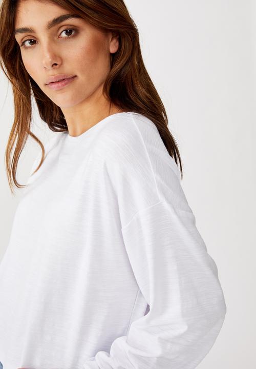 Cotton On - Reid chop blouson long sleeve top - white