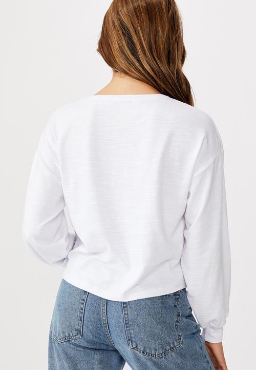 Cotton On - Reid chop blouson long sleeve top - white