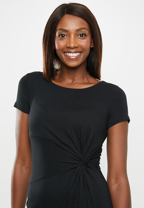 edit - Side knot midi dress - black