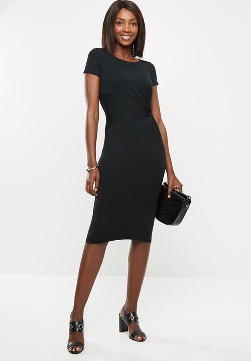 edit - Side knot midi dress - black