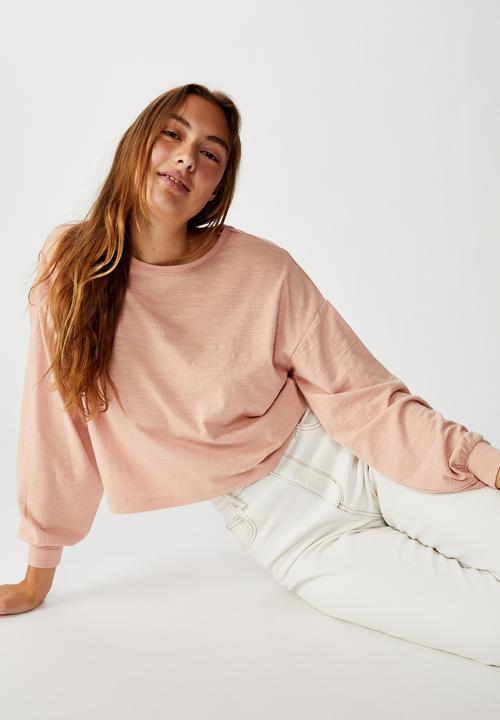 Cotton On - Reid chop blouson long sleeve top - misty rose