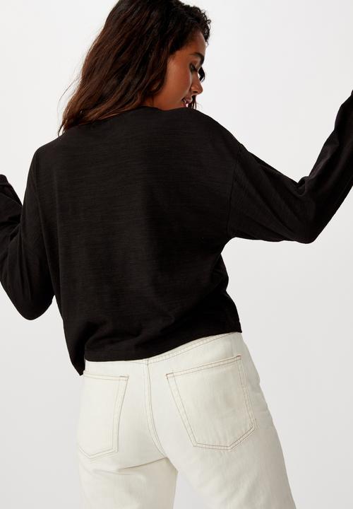 Cotton On - Reid chop blouson long sleeve top - black