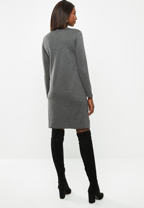 edit - Slashneck ponti shift dress - charcoal