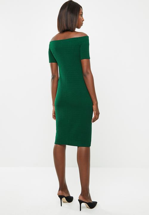 edit - Off the shoulder bodycon dress - green 