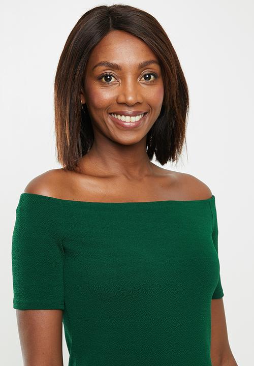 edit - Off the shoulder bodycon dress - green 