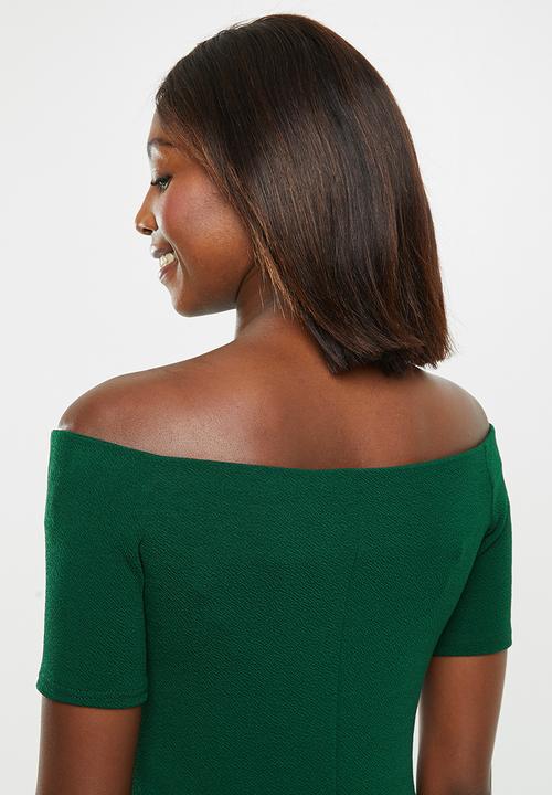 edit - Off the shoulder bodycon dress - green 