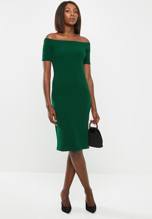 edit - Off the shoulder bodycon dress - green 