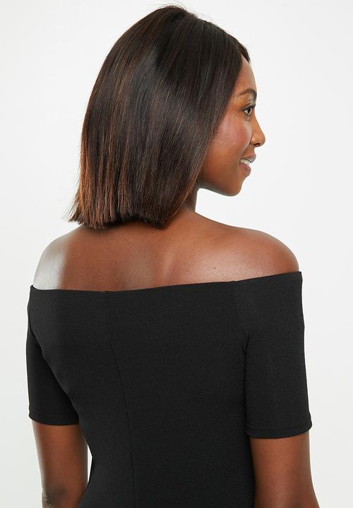 edit - Off the shoulder bodycon dress - black
