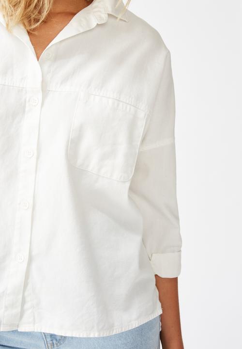 Cotton On - Oversize drop shoulder shirt - white