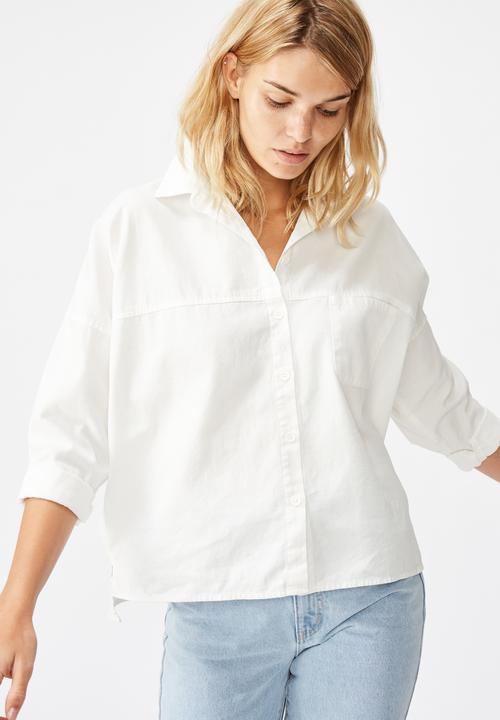 Cotton On - Oversize drop shoulder shirt - white