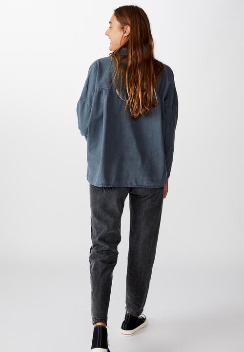 Cotton On - Oversize drop shoulder shirt - washed ebony