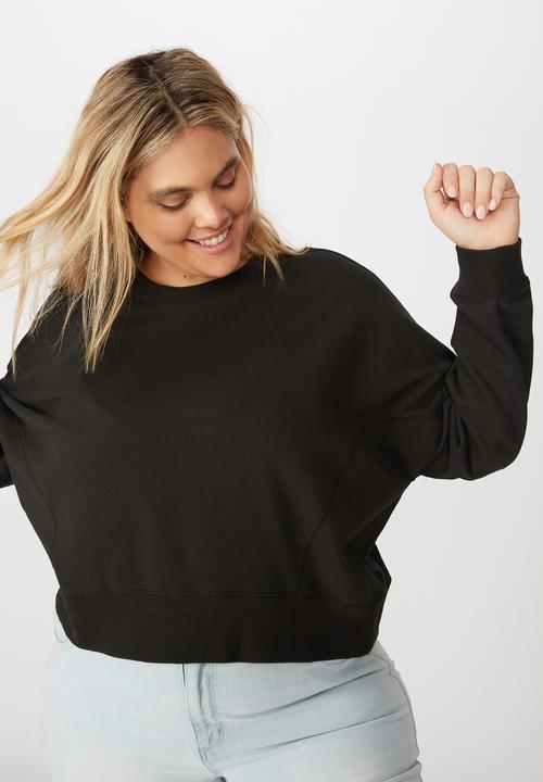 Cotton On - Curve Hayley seam detail boxy crew - washed black