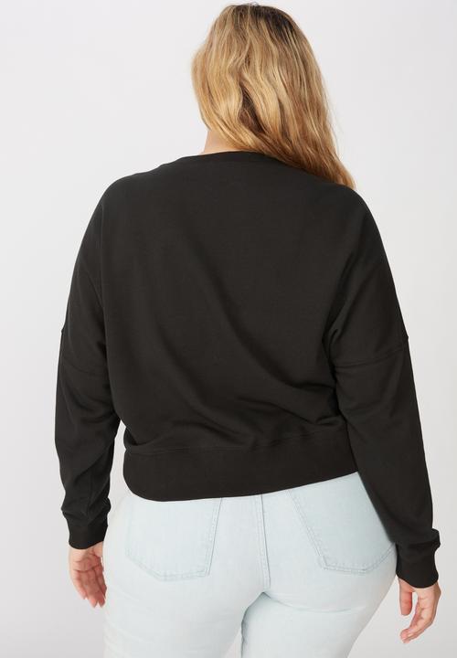 Cotton On - Curve Hayley seam detail boxy crew - washed black