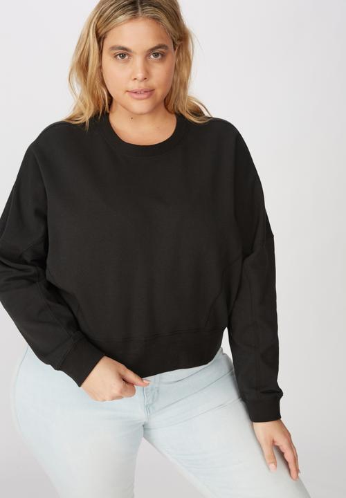 Cotton On - Curve Hayley seam detail boxy crew - washed black