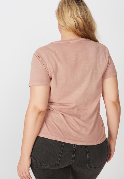 Cotton On - Curve oversized graphic license tee nirvana smiley - pink 