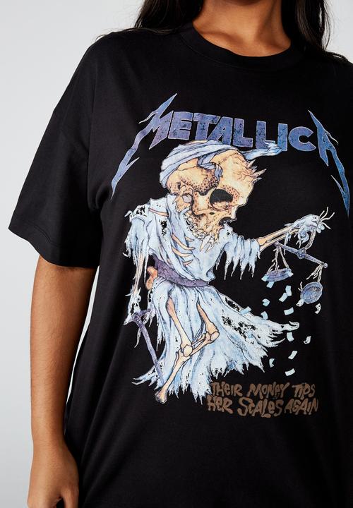 Cotton On - Curve oversized graphic license tee pro metallica money scale - black