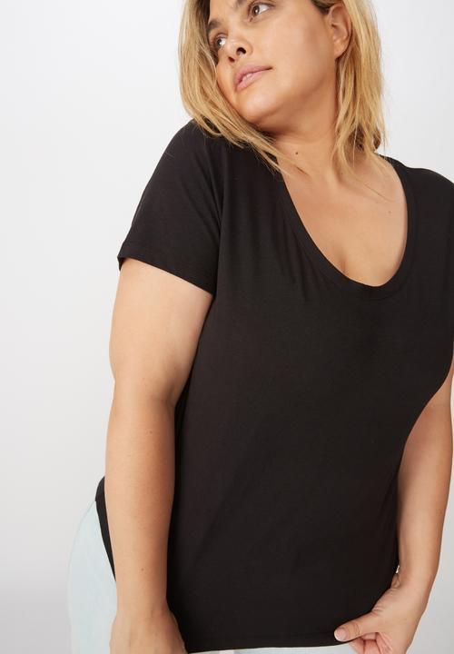 Cotton On - Curve the one scoop tee - black