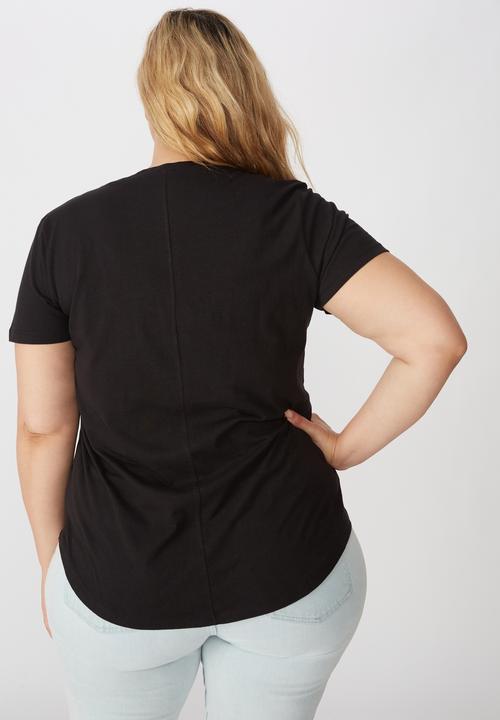Cotton On - Curve the one scoop tee - black