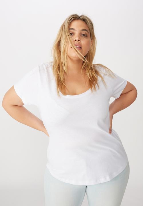 Cotton On - Curve the one scoop tee - white