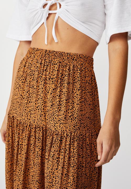 Cotton On - Jasmine maxi skirt natalie spot - brown & black