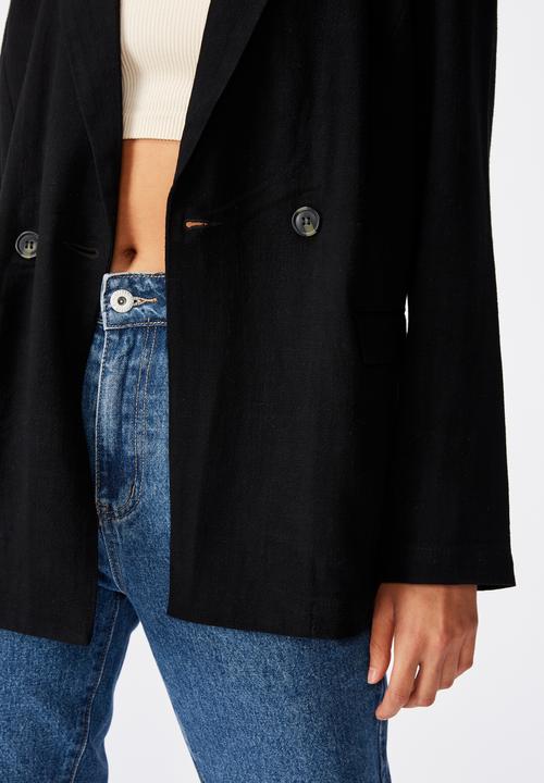 Cotton On - All day textured blazer - black