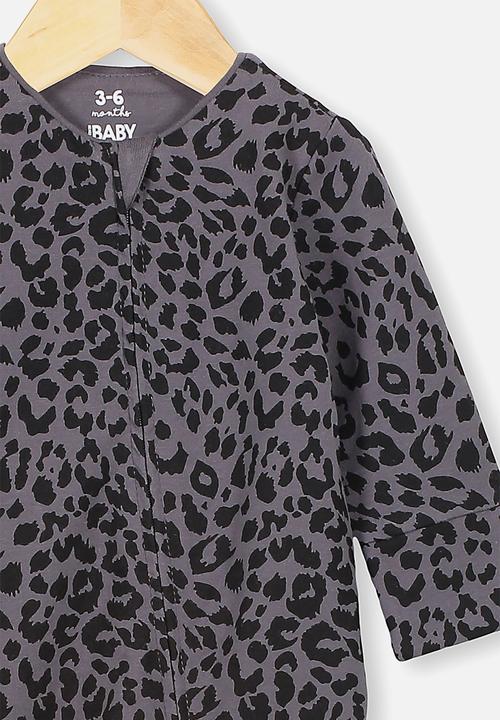 Cotton On - The long sleeve zip romper - rabbit grey summer ocelot