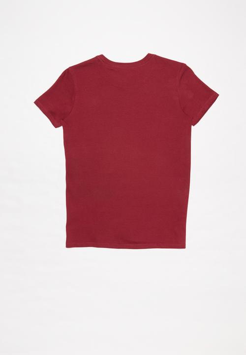 GUESS - Short sleeve guess triangle tee - burgundy 