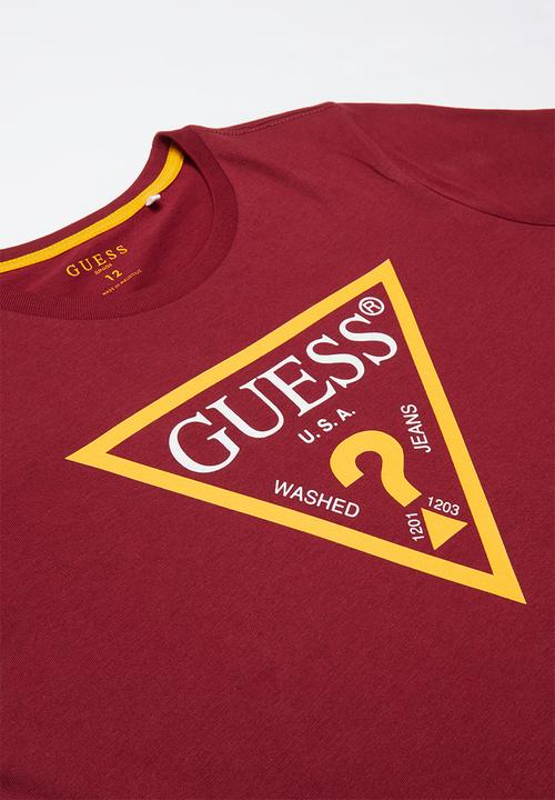 GUESS - Short sleeve guess triangle tee - burgundy 