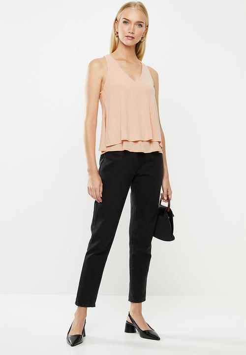 MANGO - Ribbed strap T-shirt - pink 
