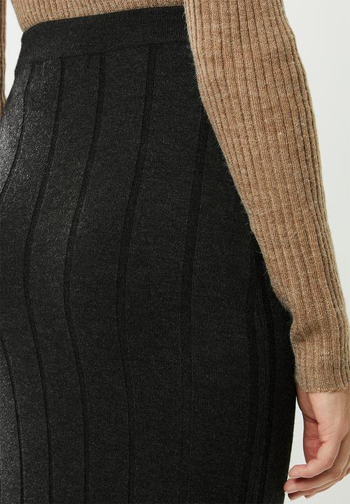 MANGO - Midi knit skirt - grey