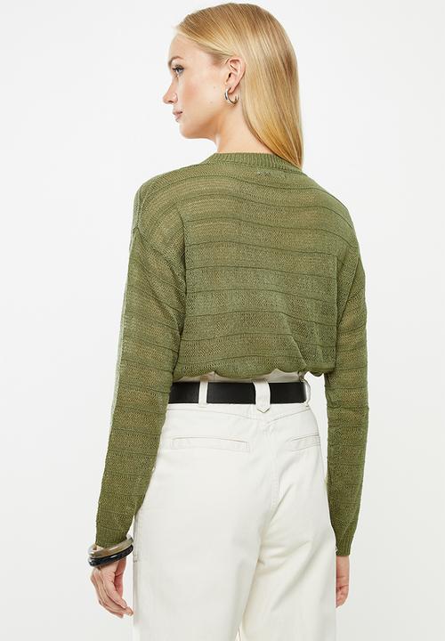 MANGO - Open knit jersey - khaki