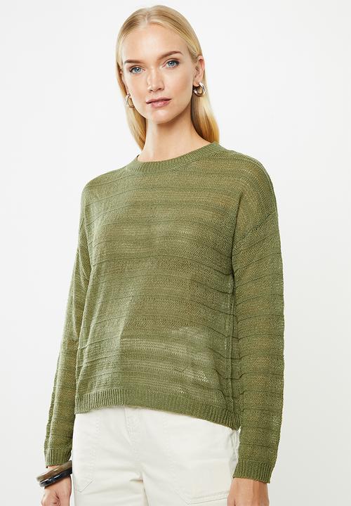 MANGO - Open knit jersey - khaki