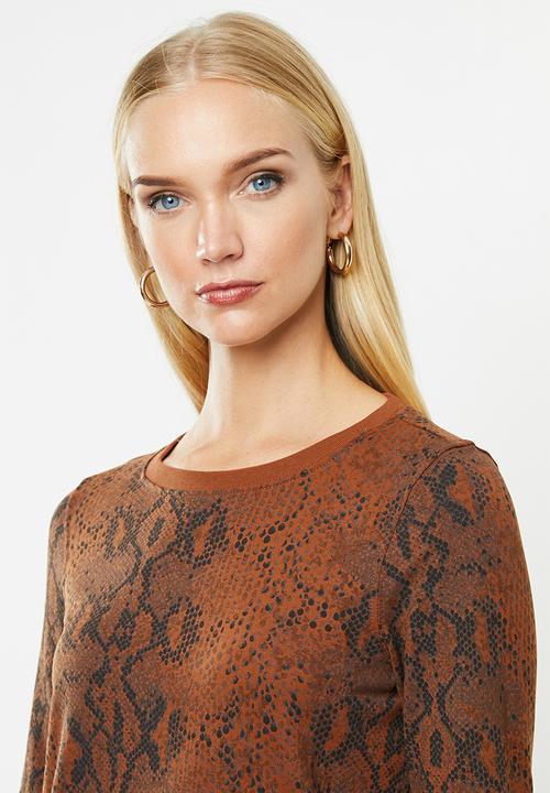 ONLY - Isla o-neck jersey - rust & black