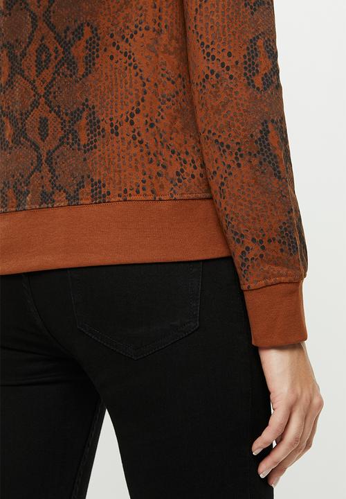ONLY - Isla o-neck jersey - rust & black