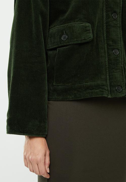 ONLY - Bitten cord button jacket - forest green 