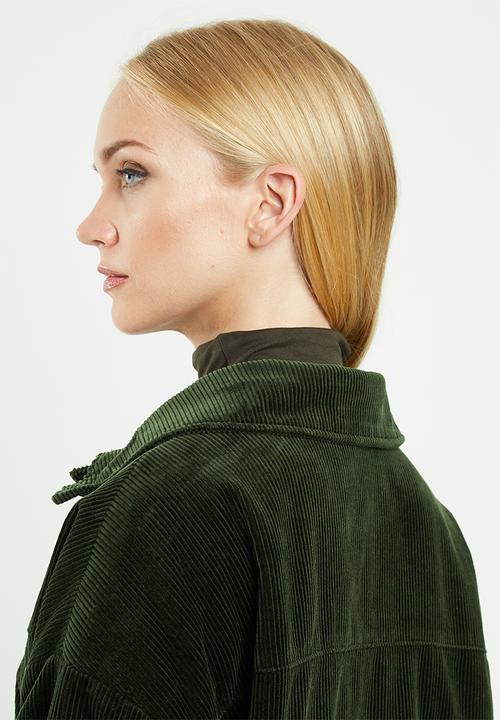 ONLY - Bitten cord button jacket - forest green 