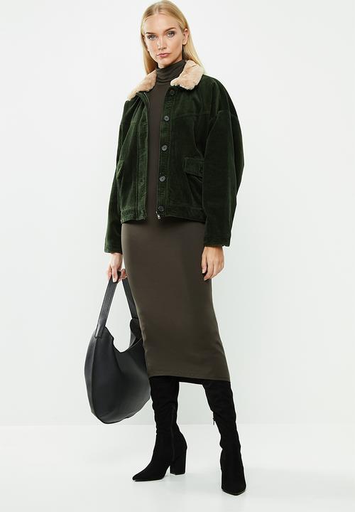 ONLY - Bitten cord button jacket - forest green 