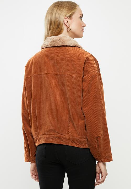 ONLY - Bitten cord button jacket - brown 