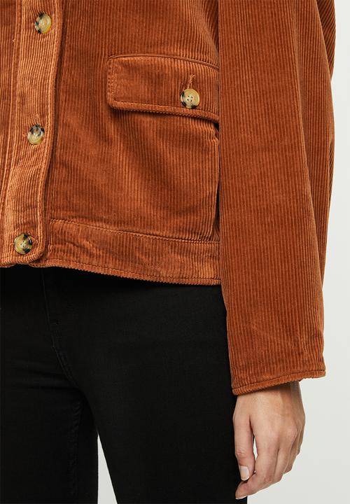 ONLY - Bitten cord button jacket - brown 
