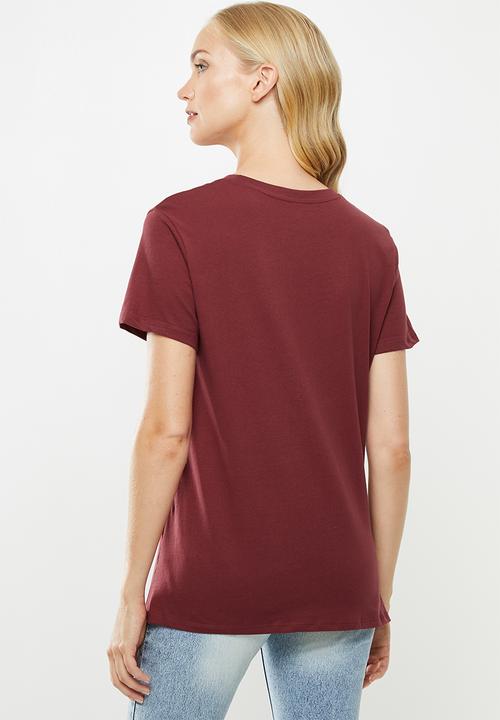 Cotton On - Tbar fox graphic tee - burgundy 